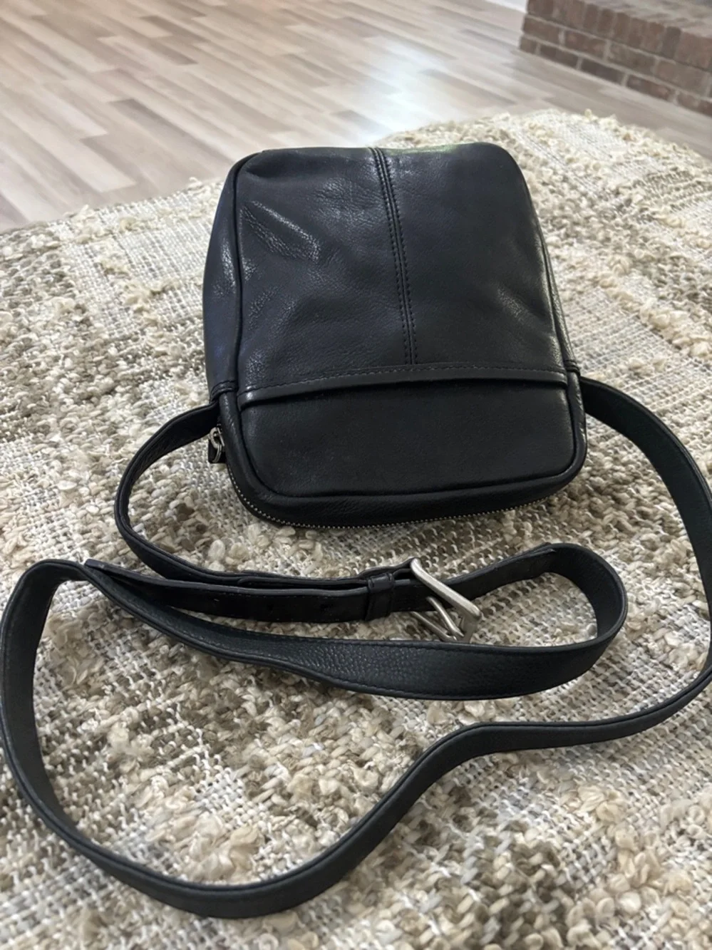 Fossil Expedition co. Black Leather‎ Messenger Rare Vintage Crossbody Bag